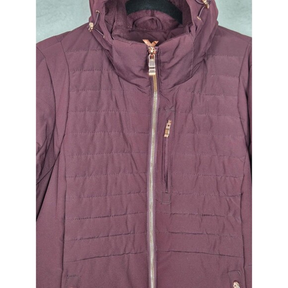 ZeroXposur Black Label Jacket Womens L Burgundy Hooded Quilted Parka Puffer Coat - Picture 2 of 15